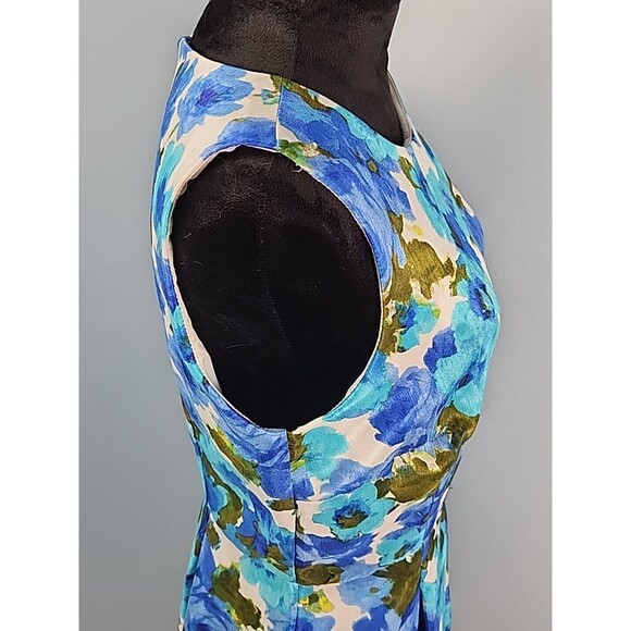 Karin Stevens A-line Dress Sleeveless Floral Rear Zip Size 10 Spring Garden - Picture 6 of 13